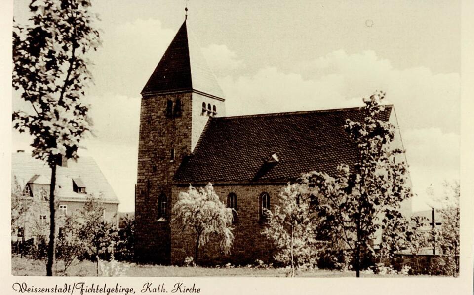 historische Ansicht der katholischen Kirche aus dem Jahr 1936.