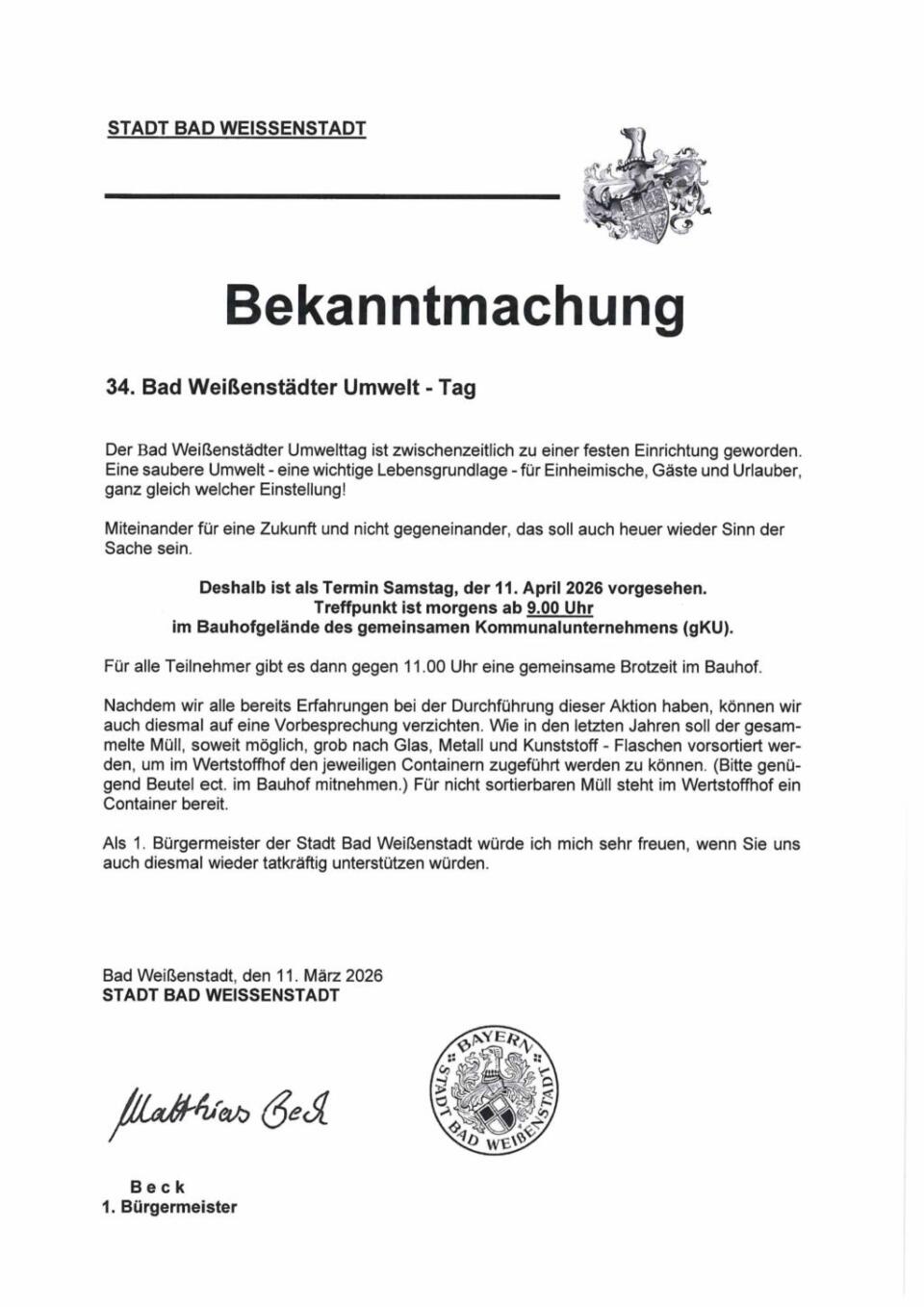 Bad Wei­ßen­städ­ter Umwelt Tag